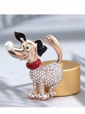 🌺Dog Brooch With Pearl Nose And Rhinestones Dog Jewelry